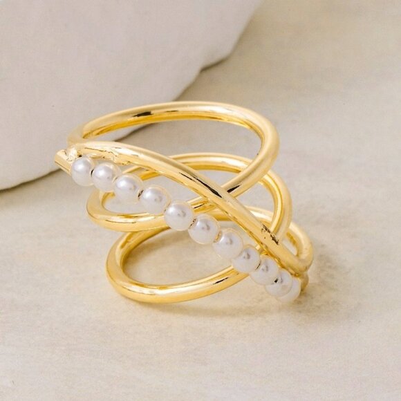 COMING SOON AMIRA SPIRAL PEARL RING - Picture 2 of 2